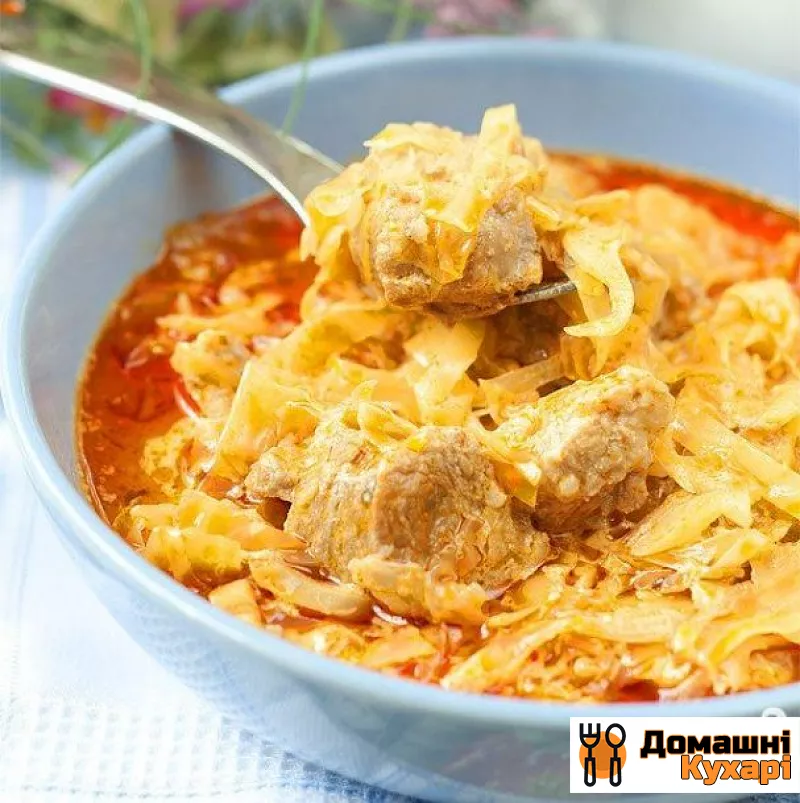 Капуста тушкована з м'ясом